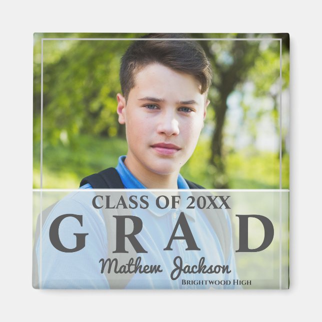 Modern Bold Font Class Of 2025 Grad Photo Magnet (Front)