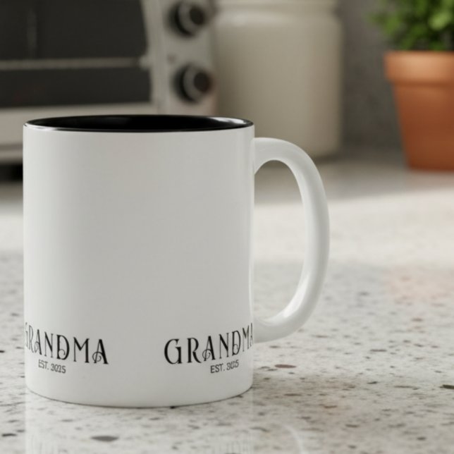Modern Bold Font Established Grandma  Two-Tone Coffee Mug (Creator Uploaded)