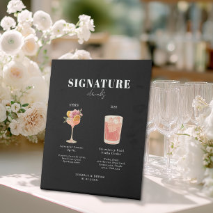 Modern Bold Font His & Hers Drinks Wedding Pedestal Sign