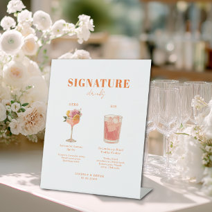 Modern Bold Font His & Hers Drinks Wedding Pedestal Sign