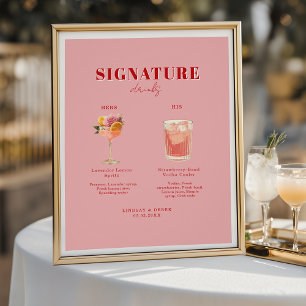 Modern Bold Font His & Hers Drinks Wedding Poster