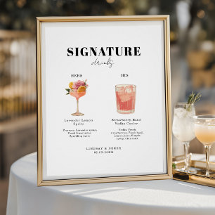 Modern Bold Font His & Hers Drinks Wedding Poster