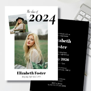 Modern bold font simple graduation Invitation
