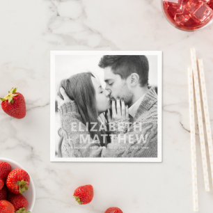 Modern Bold & Fun Typography Custom Photo Wedding Napkin