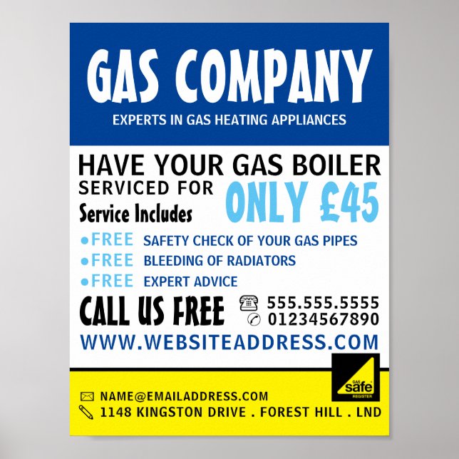 Modern Bold, Gas Engineer & Supplier Advertising Poster (Front)