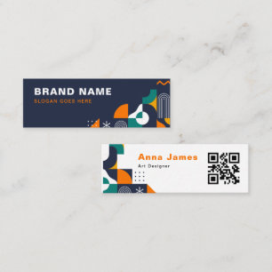 Modern Bold Geometric coloured, QR code Mini Business Card