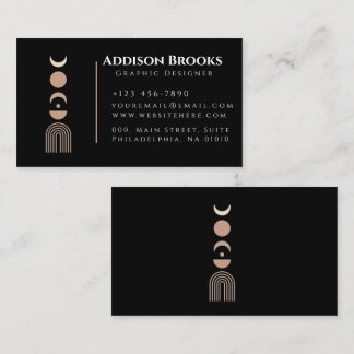 Modern Bold Geometric Moon Phase Stylish Elegant Business Card