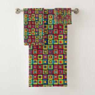 Modern Bold Geometric Tiles Bath Towel Set