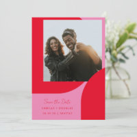 Modern Bold Geometric Unique Bright Pink Red Photo