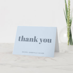 Modern Bold Glacier Blue Personalised Bat Mitzvah Thank You Card