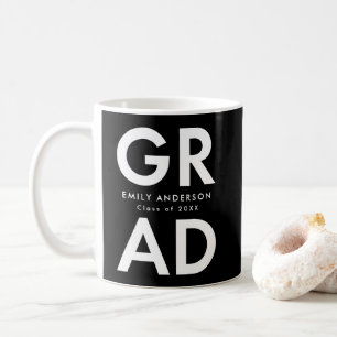 Modern Bold Grad Black and White Photo Graduation Coffee Mug