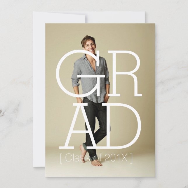 Modern Bold Grad Party Invitation Photo Card (Front)