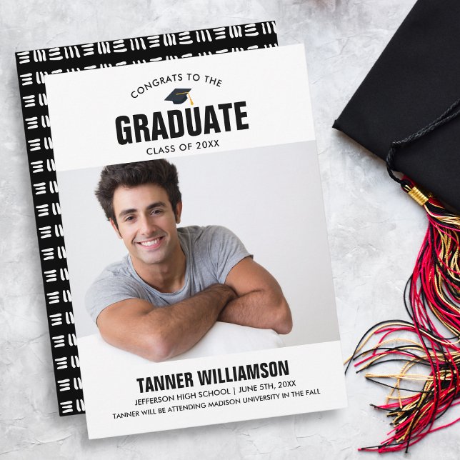 Modern Bold Grad Photo Graduation Announcement (Creator Uploaded)