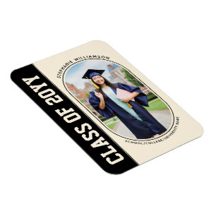 Modern Bold Grad Photo School College Graduation Magnet