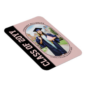 Modern Bold Grad Photo School College Graduation Magnet