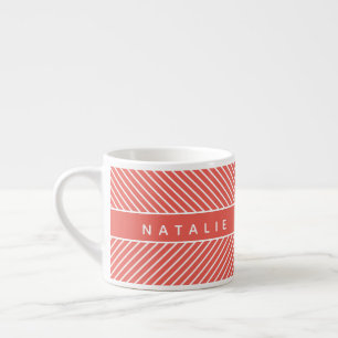 Modern, bold, graphic geometric stripe personalise espresso cup