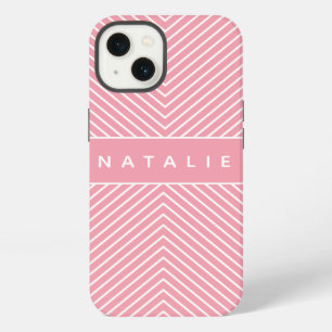 Modern bold, graphic geometric stripe personalised iPhone 13 case
