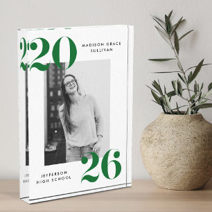 Modern Bold Green Class of 2025 Graduation Photo Block