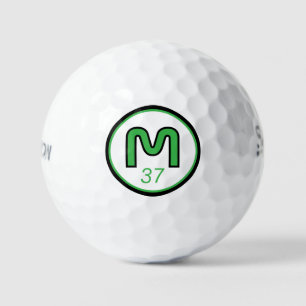 Modern Bold Green Monogram with His Age Golf Balls