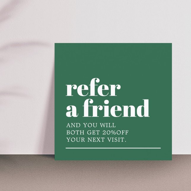 Modern Bold Green White Beauty Salon Referral Card (Creator Uploaded)