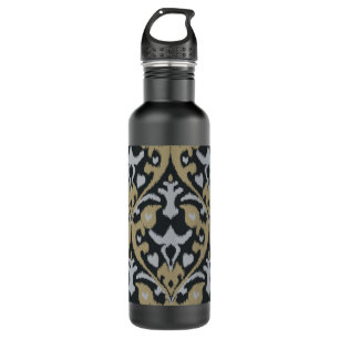 Modern bold grey beige black ikat tribal pattern 710 ml water bottle