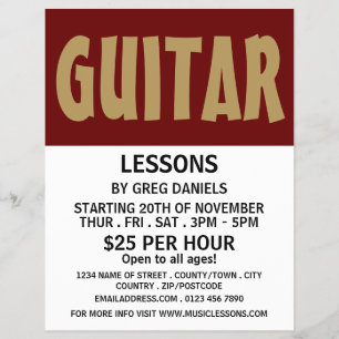 Modern Bold, Guitar Lessons Advertising Flyer