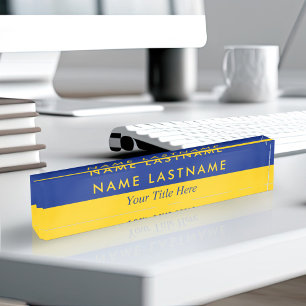 Modern Bold Half Yellow Navy Blue Title Nameplate