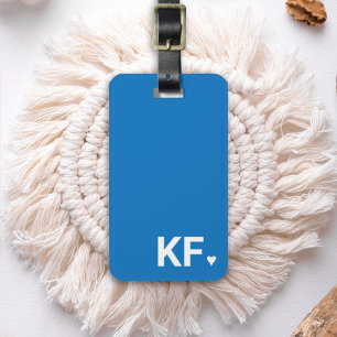 Modern Bold Initial Monogram Heart Personalised Luggage Tag