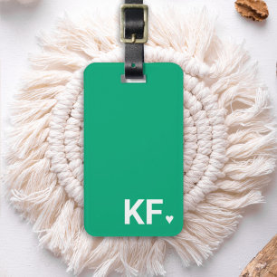 Modern Bold Initial Monogram Heart Personalised Luggage Tag