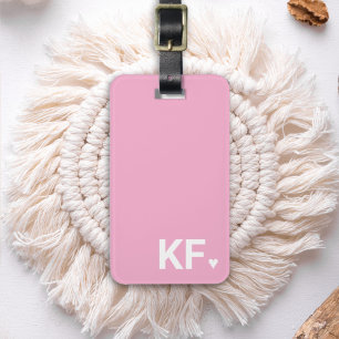 Modern Bold Initial Monogram Heart Personalised Luggage Tag