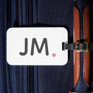 Modern Bold Initials Custom Trendy Pink Monogram Luggage Tag