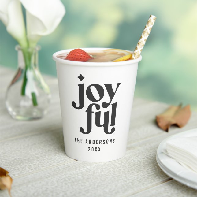 modern bold joyful christmas holiday party paper cups (Insitu)