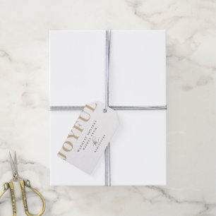 Modern Bold JOYFUL Holiday Beige Gift Tags