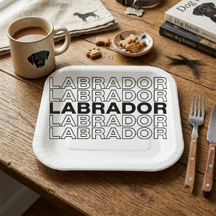 Modern Bold Labrador Typography Graphic Paper Plate