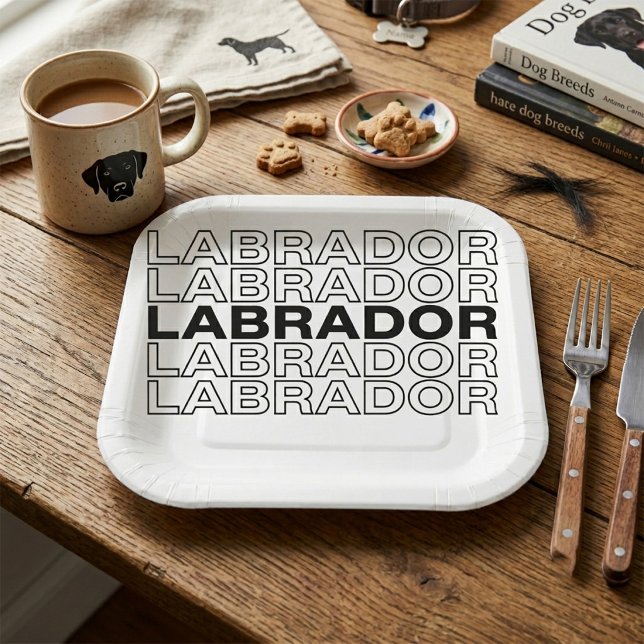 Modern Bold Labrador Typography Graphic  Paper Plate (Creator Uploaded)