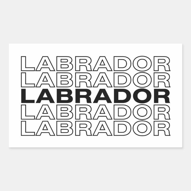 Modern Bold Labrador Typography Graphic  Rectangular Sticker (Front)