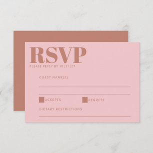 Modern Bold Lettering Terracotta Pink Wedding RSVP Card