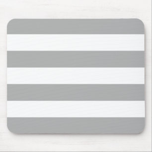 Modern Bold Light Grey and White Stripes Mouse Pad