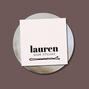 Modern Bold Light Pastel Black Bold Bobby Pin Hair Square Business Card