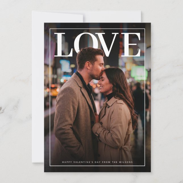 Modern Bold LOVE Photo Design Holiday Card (Front)