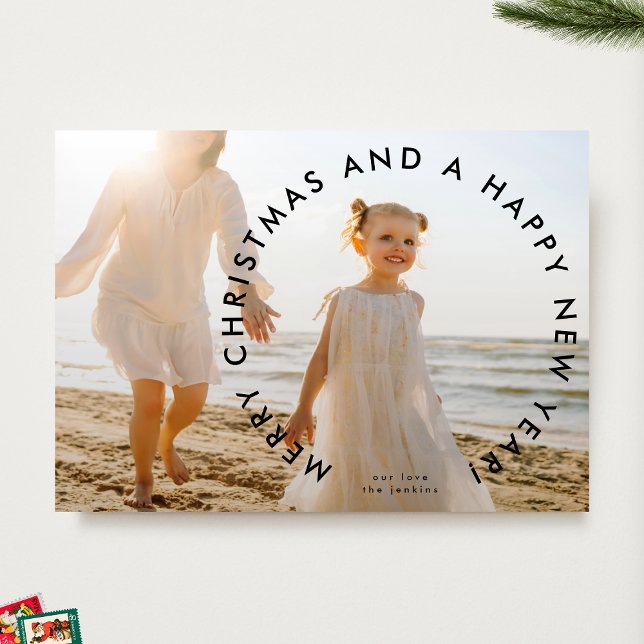 MODERN & BOLD Merry Christmas Happy New Year Photo Holiday Card (Creator Uploaded)