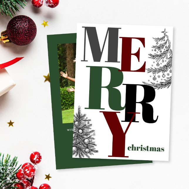 Modern Bold Merry Christmas Photo Holiday Card (Creator Uploaded)