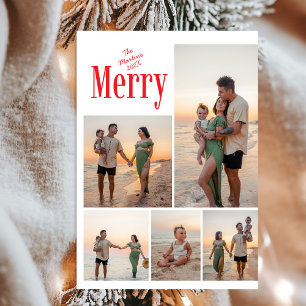 Modern Bold Merry Family Photo Christmas Holiday Card