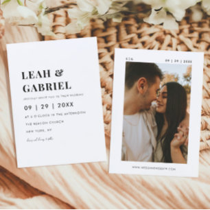 Modern Bold Minimal Photo Monogram Wedding Invitation