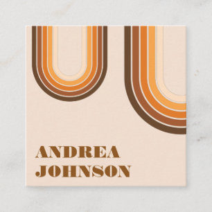 Modern Bold Minimal Typography Retro Boho Rainbow Square Business Card