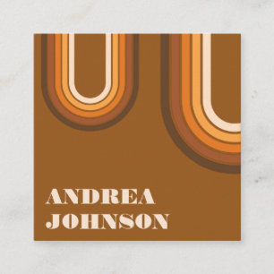 Modern Bold Minimal Typography Retro Boho Rainbow Square Business Card