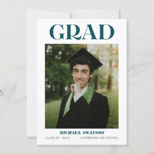 Modern Bold Minimalist Grad Announcement Green