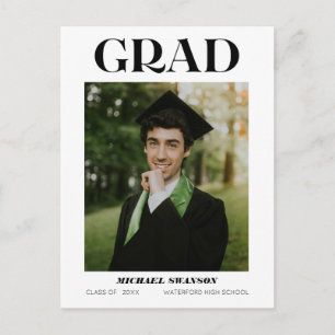 Modern Bold Minimalist Grad Announcement Postcard