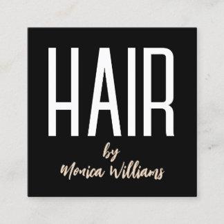 Modern bold minimalist hair salon square business card