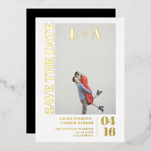 Modern bold minimalist initial photo save the date